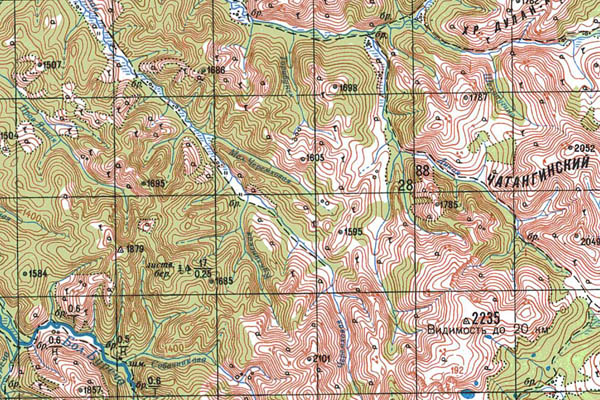 Уменьшенный фрагмент представленной топографической карты M-49-21 - Trasa.ru