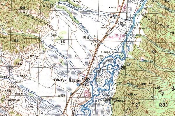 Уменьшенный фрагмент представленной топографической карты M-49-23 - Trasa.ru