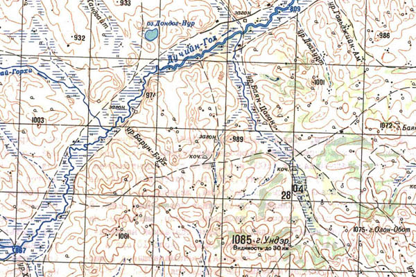 Уменьшенный фрагмент представленной топографической карты M-49-24 - Trasa.ru