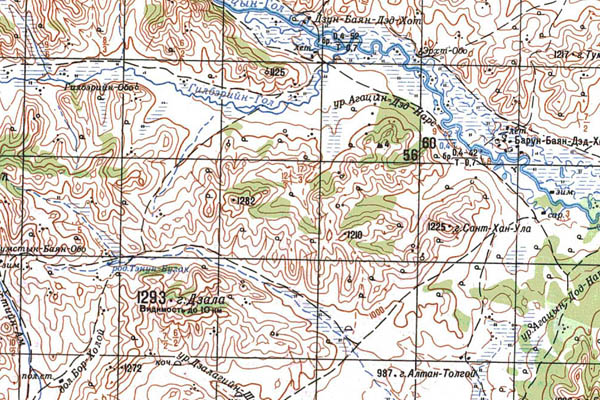 Уменьшенный фрагмент представленной топографической карты M-49-28 - Trasa.ru