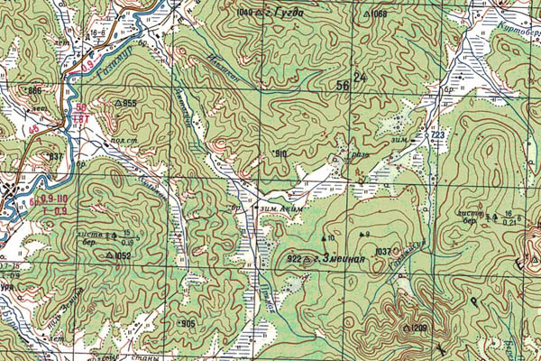 Уменьшенный фрагмент представленной топографической карты M-50-05 - Trasa.ru