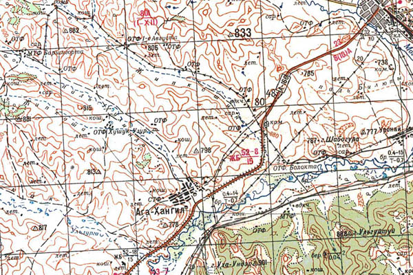 Уменьшенный фрагмент представленной топографической карты M-50-07 - Trasa.ru