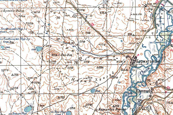 Уменьшенный фрагмент представленной топографической карты M-50-08 - Trasa.ru