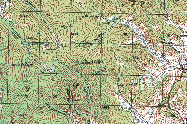 Уменьшенный фрагмент представленной топографической карты M-50-11 - Trasa.ru