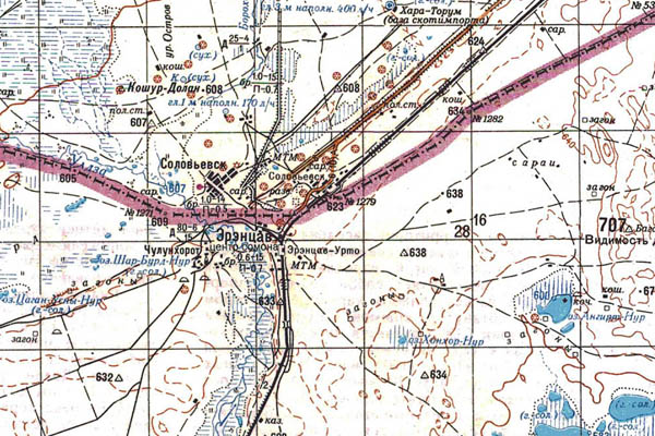 Уменьшенный фрагмент представленной топографической карты M-50-20 - Trasa.ru