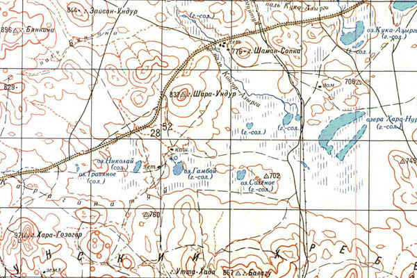 Уменьшенный фрагмент представленной топографической карты M-50-22 - Trasa.ru