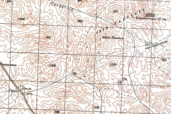 Уменьшенный фрагмент представленной топографической карты M-50-24 - Trasa.ru