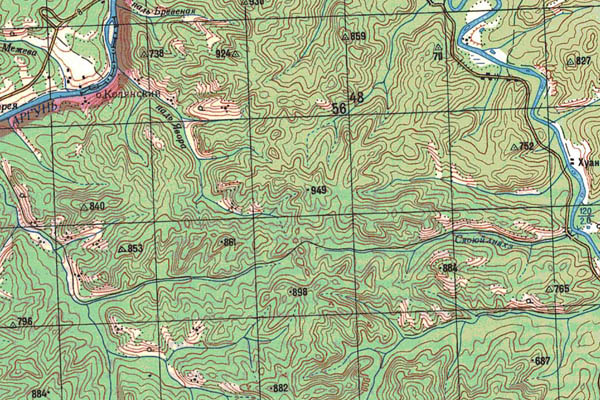 Уменьшенный фрагмент представленной топографической карты M-51-01 - Trasa.ru
