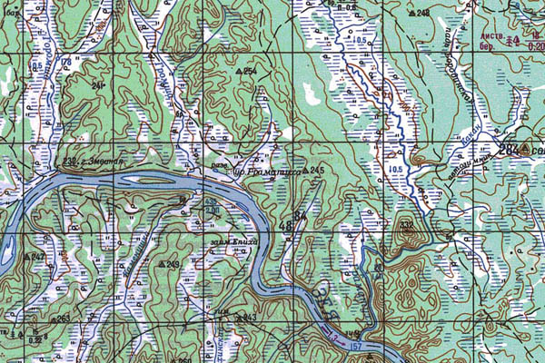 Уменьшенный фрагмент представленной топографической карты M-52-03 - Trasa.ru