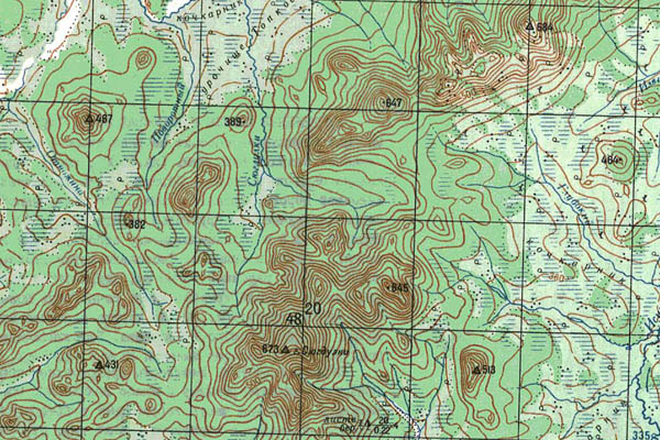 Уменьшенный фрагмент представленной топографической карты M-52-05 - Trasa.ru