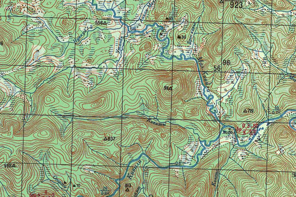 Уменьшенный фрагмент представленной топографической карты M-52-06 - Trasa.ru