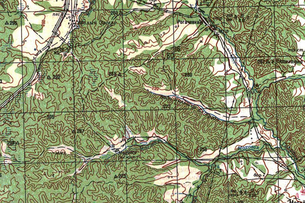Уменьшенный фрагмент представленной топографической карты M-52-08 - Trasa.ru