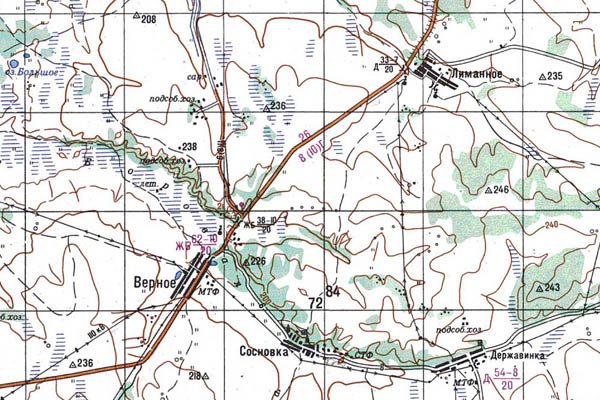 Уменьшенный фрагмент представленной топографической карты M-52-09 - Trasa.ru
