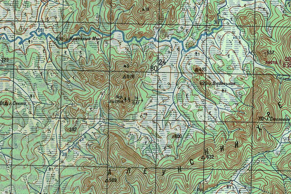 Уменьшенный фрагмент представленной топографической карты M-52-11 - Trasa.ru