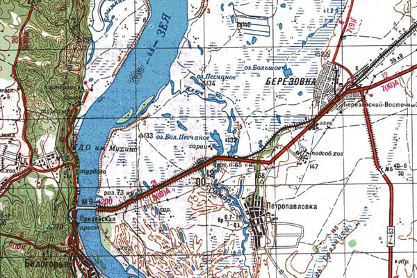 Уменьшенный фрагмент представленной топографической карты M-52-14 - Trasa.ru