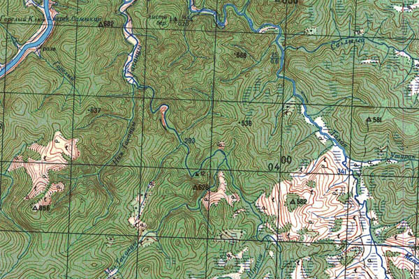 Уменьшенный фрагмент представленной топографической карты M-52-18 - Trasa.ru
