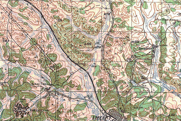 Уменьшенный фрагмент представленной топографической карты M-52-22 - Trasa.ru