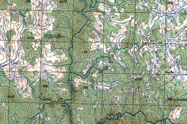Уменьшенный фрагмент представленной топографической карты M-52-23 - Trasa.ru