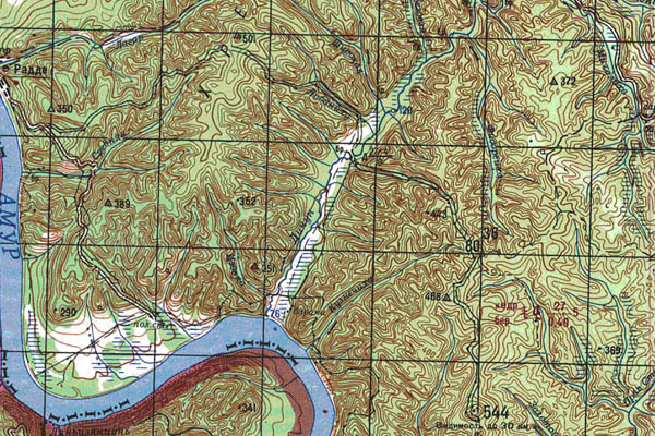 Уменьшенный фрагмент представленной топографической карты M-52-35 - Trasa.ru