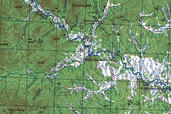 Уменьшенный фрагмент представленной топографической карты M-52-36 - Trasa.ru