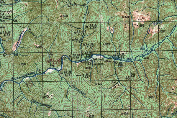 Уменьшенный фрагмент представленной топографической карты M-53-02 - Trasa.ru