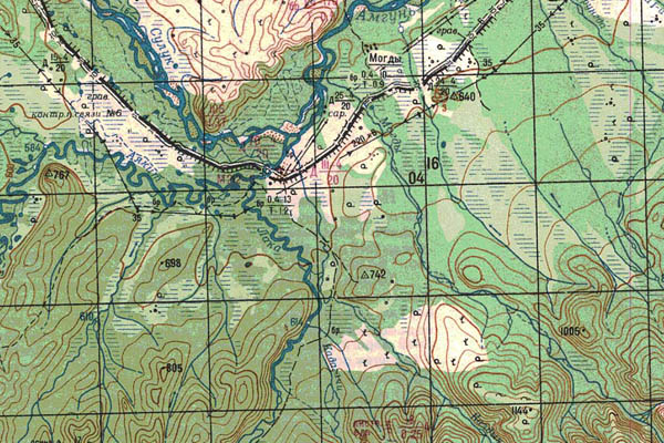 Уменьшенный фрагмент представленной топографической карты M-53-14 - Trasa.ru