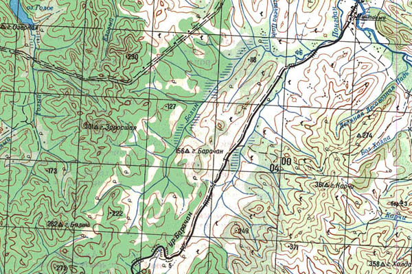 Уменьшенный фрагмент представленной топографической карты M-53-18 - Trasa.ru