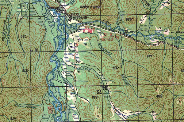 Уменьшенный фрагмент представленной топографической карты M-53-20 - Trasa.ru