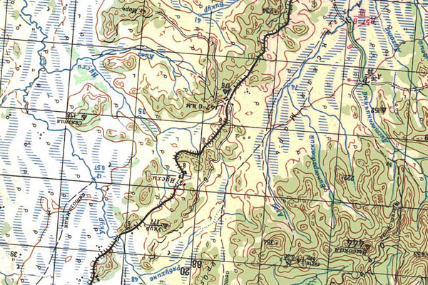 Уменьшенный фрагмент представленной топографической карты M-53-22 - Trasa.ru