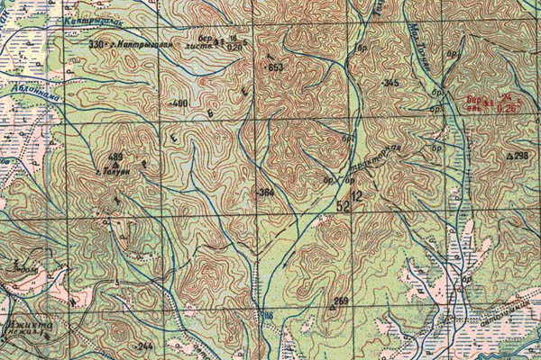 Уменьшенный фрагмент представленной топографической карты M-53-26 - Trasa.ru