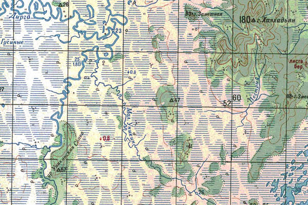 Уменьшенный фрагмент представленной топографической карты M-53-28 - Trasa.ru