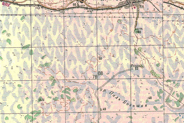 Уменьшенный фрагмент представленной топографической карты M-53-32 - Trasa.ru