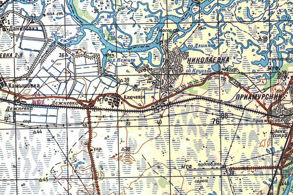 Уменьшенный фрагмент представленной топографической карты M-53-33 - Trasa.ru