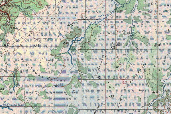 Уменьшенный фрагмент представленной топографической карты M-53-34 - Trasa.ru