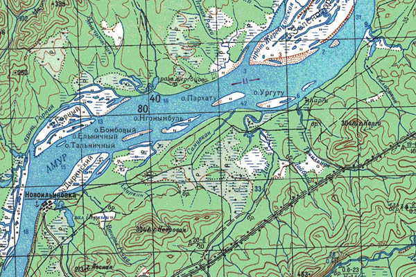 Уменьшенный фрагмент представленной топографической карты M-54-07 - Trasa.ru