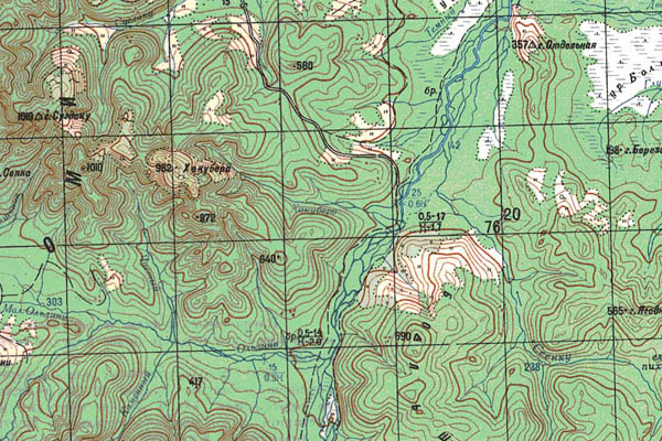 Уменьшенный фрагмент представленной топографической карты M-54-08 - Trasa.ru