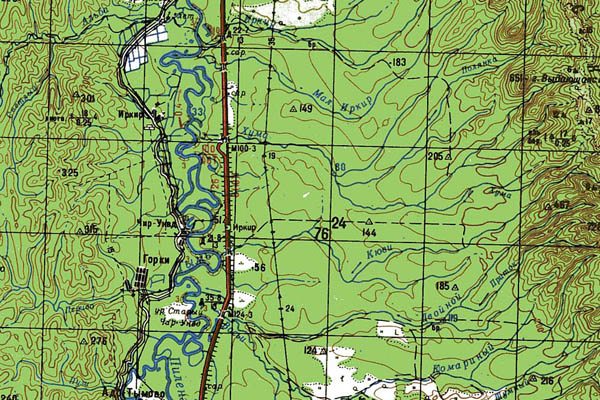 Уменьшенный фрагмент представленной топографической карты M-54-11 - Trasa.ru