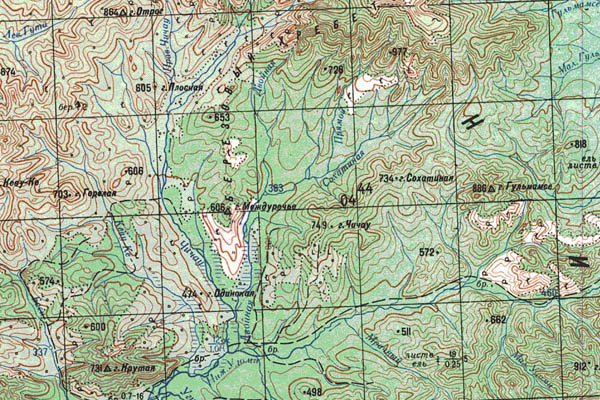 Уменьшенный фрагмент представленной топографической карты M-54-13 - Trasa.ru