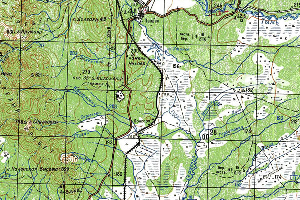 Уменьшенный фрагмент представленной топографической карты M-54-17 - Trasa.ru