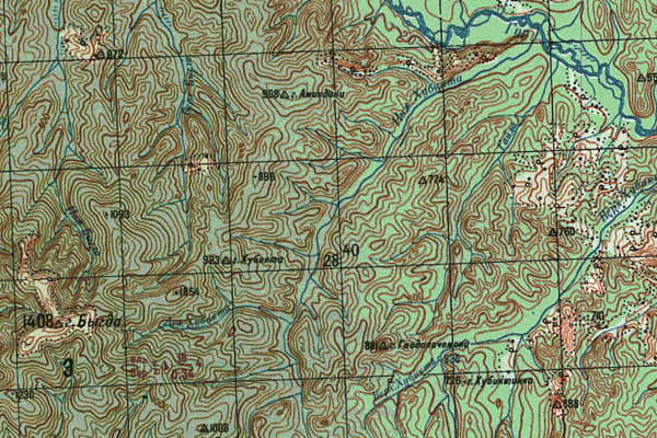 Уменьшенный фрагмент представленной топографической карты M-54-19 - Trasa.ru