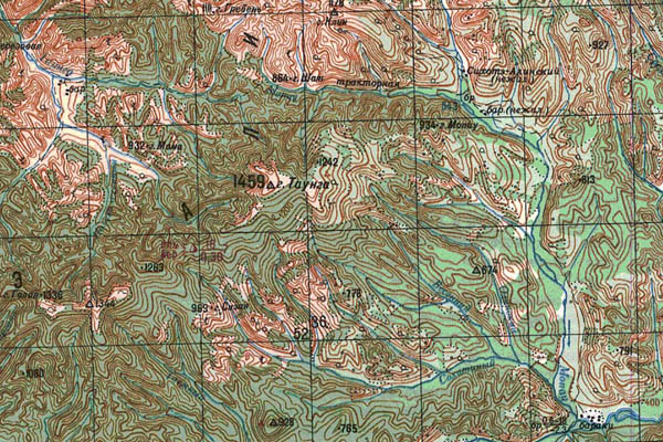 Уменьшенный фрагмент представленной топографической карты M-54-25 - Trasa.ru