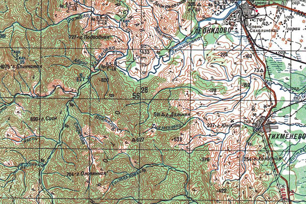 Уменьшенный фрагмент представленной топографической карты M-54-29 - Trasa.ru