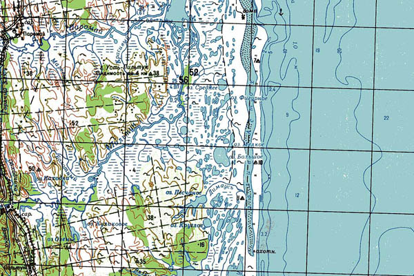 Уменьшенный фрагмент представленной топографической карты M-54-30 - Trasa.ru