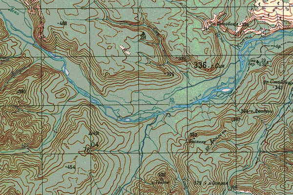 Уменьшенный фрагмент представленной топографической карты M-54-32 - Trasa.ru