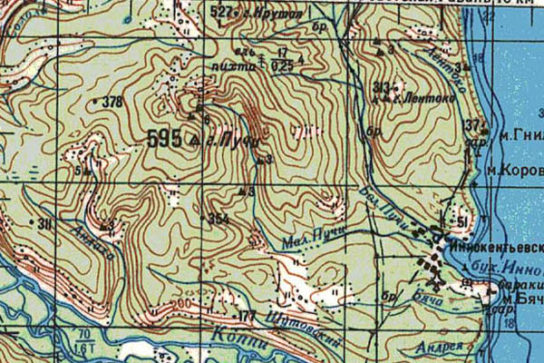 Уменьшенный фрагмент представленной топографической карты M-54-33 - Trasa.ru