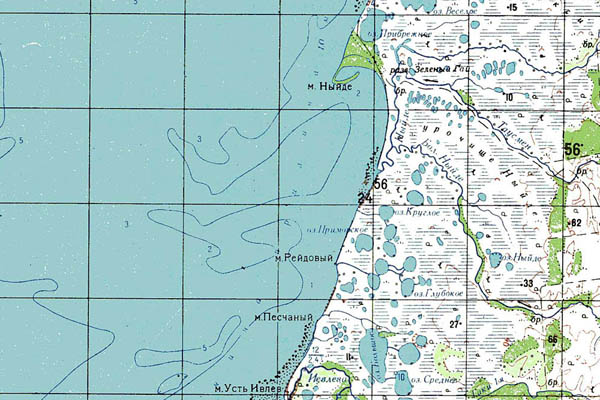 Уменьшенный фрагмент представленной топографической карты M-54-34 - Trasa.ru