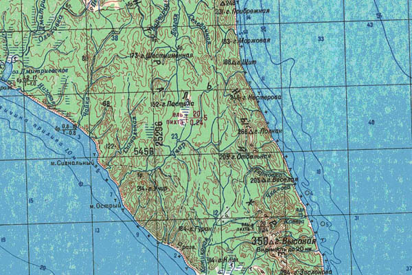 Уменьшенный фрагмент представленной топографической карты M-55-25 - Trasa.ru