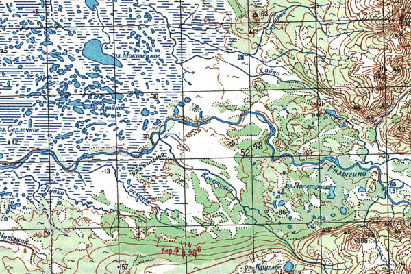 Уменьшенный фрагмент представленной топографической карты M-57-01 - Trasa.ru
