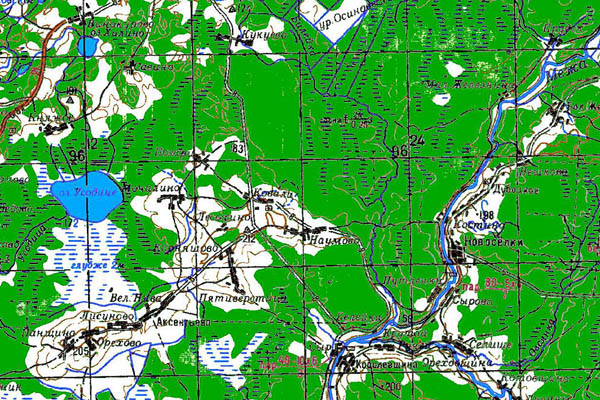 Уменьшенный фрагмент представленной топографической карты N-36-02 - Trasa.ru