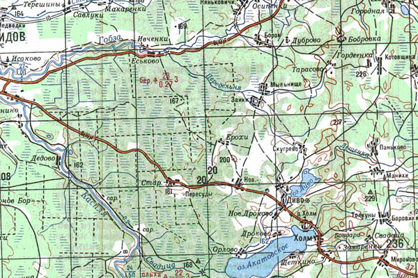 Уменьшенный фрагмент представленной топографической карты N-36-08 - Trasa.ru